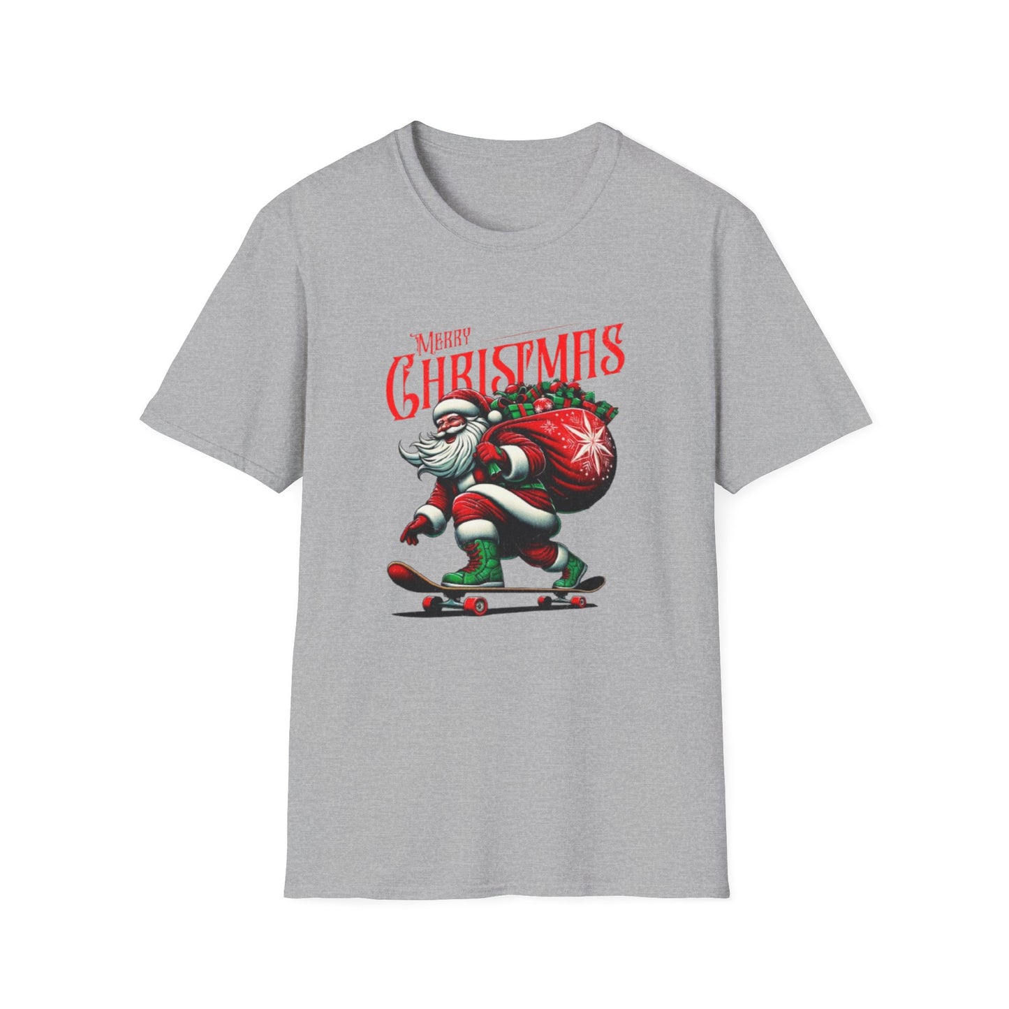 Christmas Skateboard Santa T-Shirt – 'Merry Christmas' Retro Skate Santa Tee
