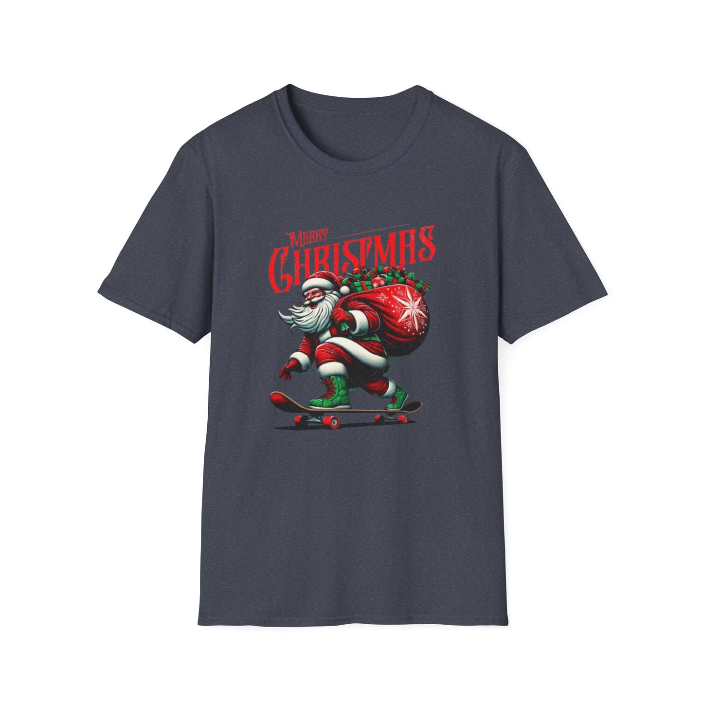 Christmas Skateboard Santa T-Shirt – 'Merry Christmas' Retro Skate Santa Tee