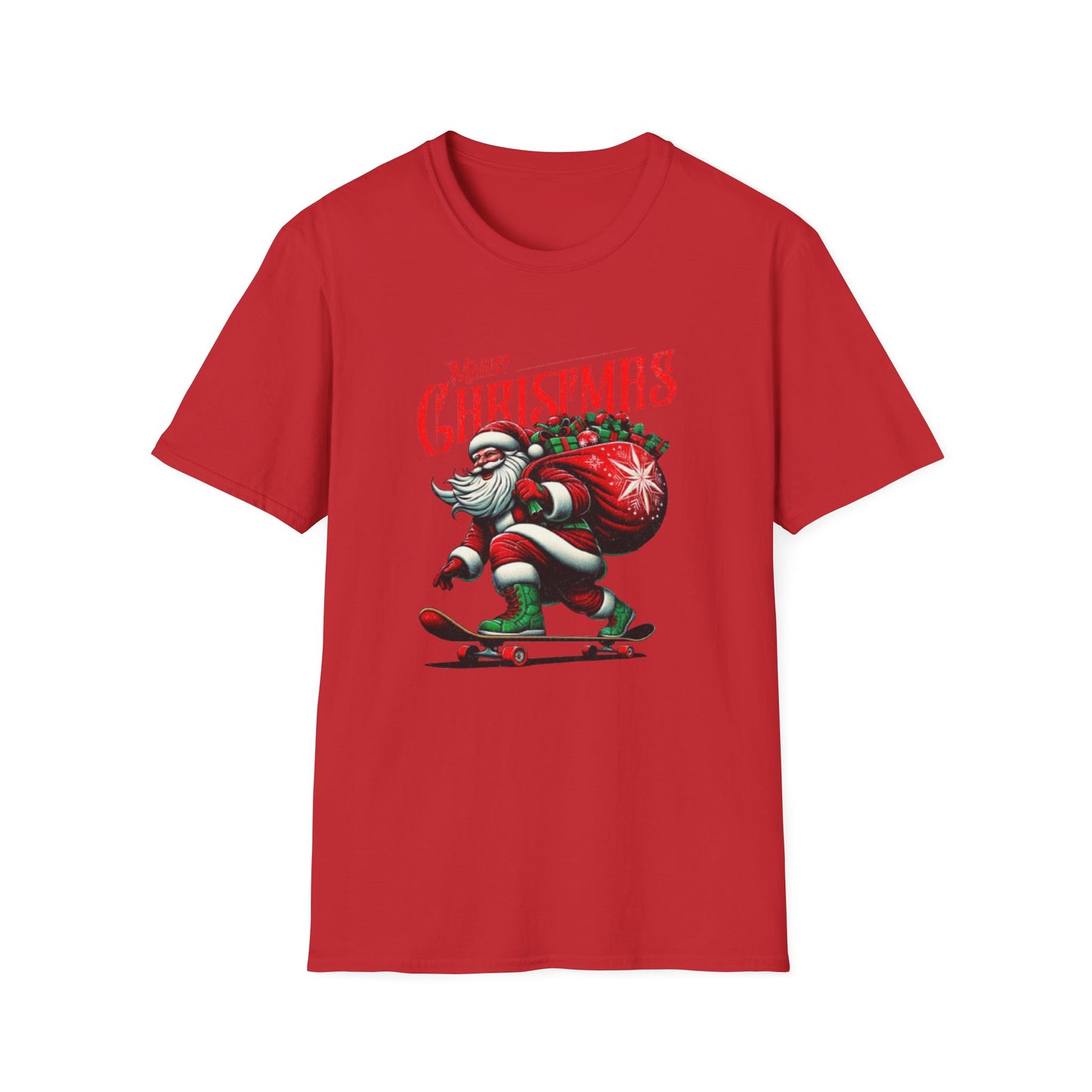 Christmas Skateboard Santa T-Shirt – 'Merry Christmas' Retro Skate Santa Tee