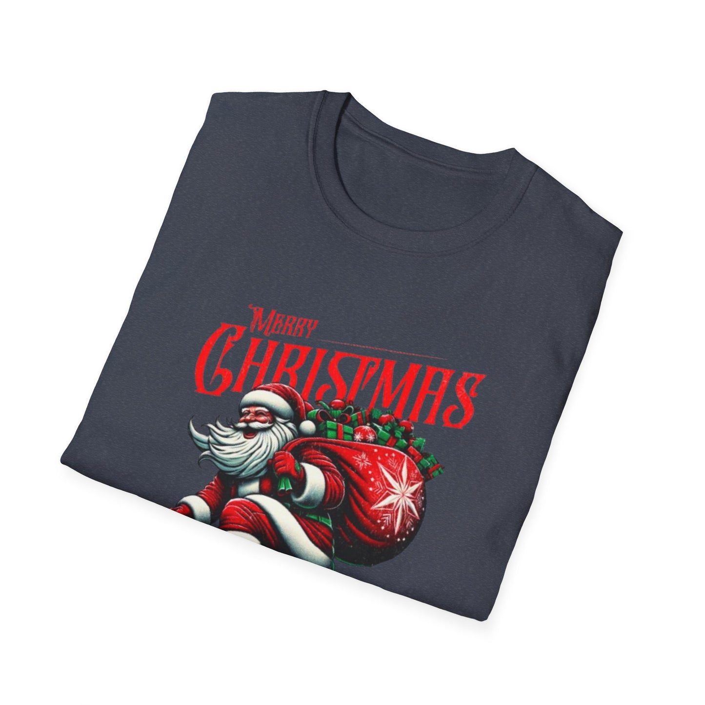 Christmas Skateboard Santa T-Shirt – 'Merry Christmas' Retro Skate Santa Tee