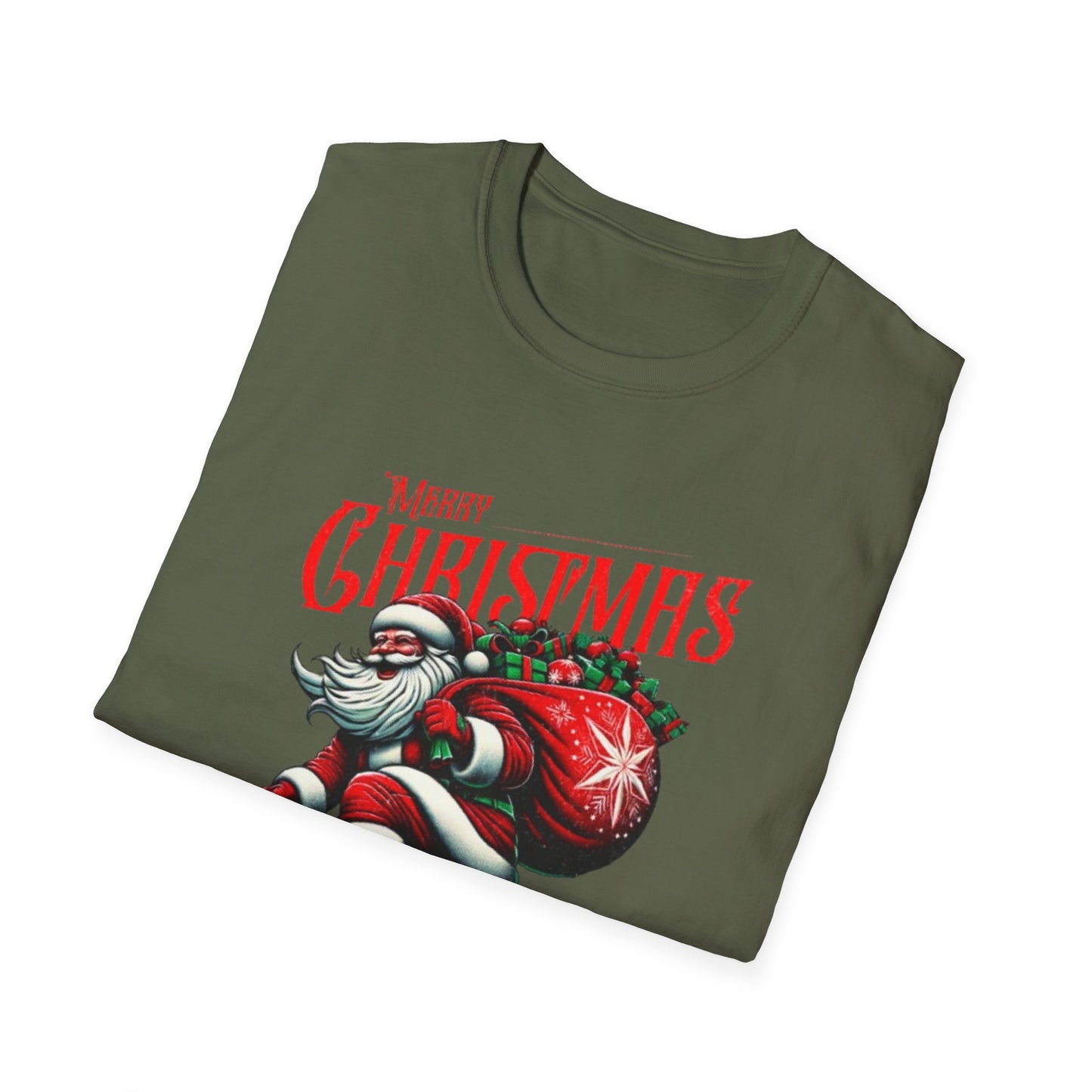 Christmas Skateboard Santa T-Shirt – 'Merry Christmas' Retro Skate Santa Tee