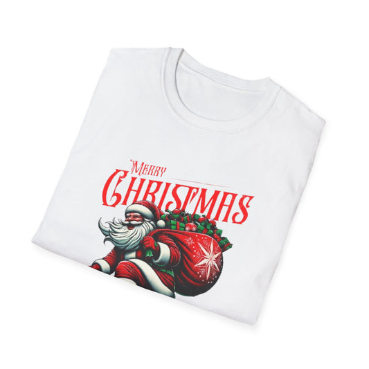 Christmas Skateboard Santa T-Shirt – 'Merry Christmas' Retro Skate Santa Tee
