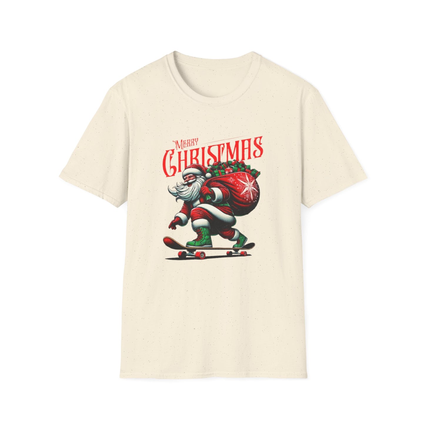 Christmas Skateboard Santa T-Shirt – 'Merry Christmas' Retro Skate Santa Tee